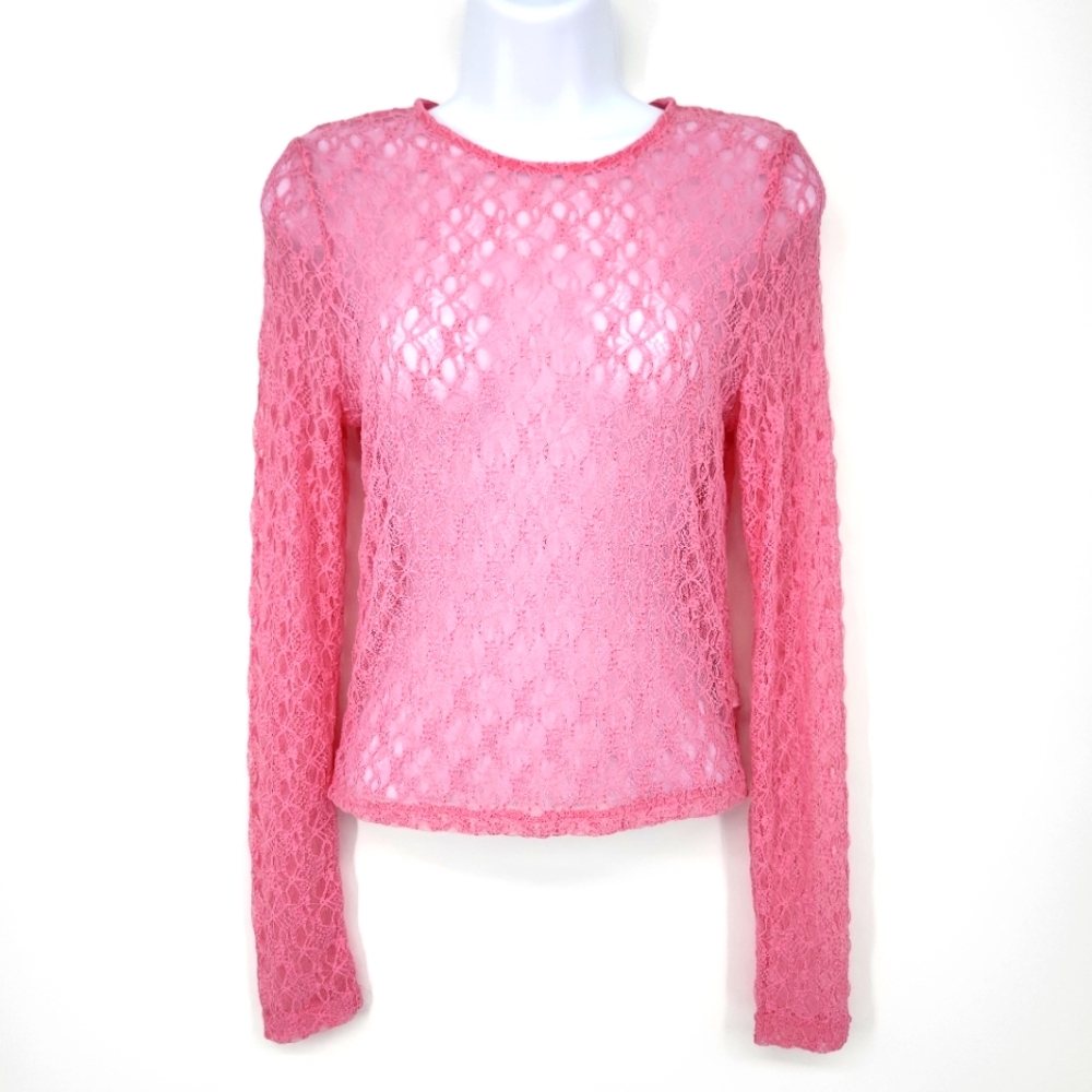 Pink Lace Long Sleeve Top